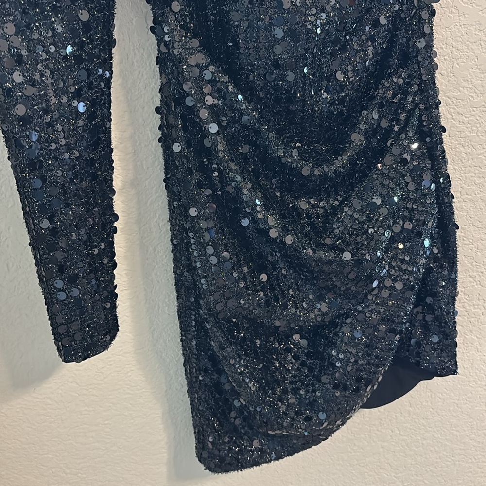 NWT NBD Sequin Dress Sz XXS in Black Mini Dress - Picture 3 of 12